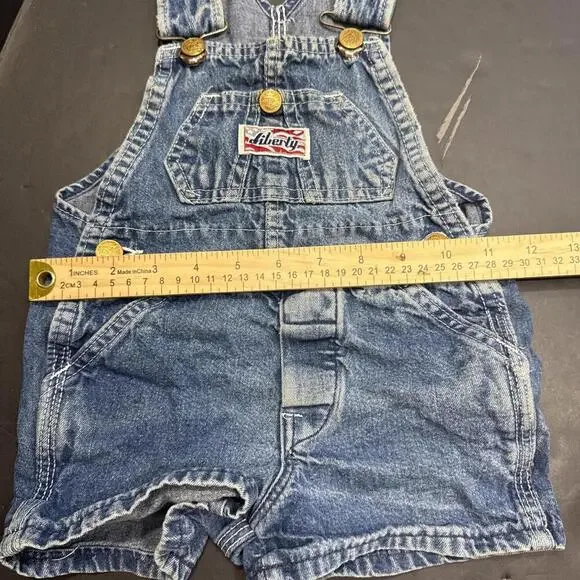 Vintage Liberty Denim Bib Overall Shorts Farm Work Baby Size 2 USA‎ - Picture 10 of 14